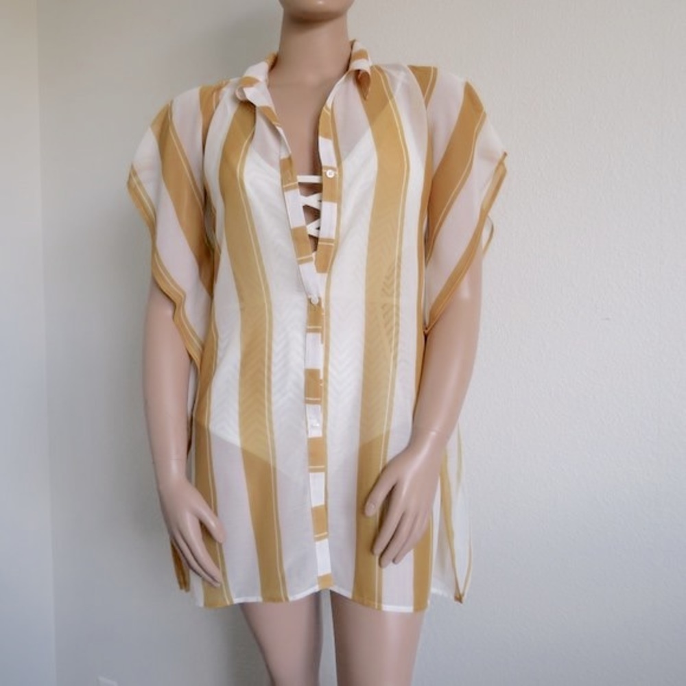 Fortune Swimwear for Anthropologie Cover Up Buttondown Shirt Size 8-14 NWOT - Picture 3 of 3